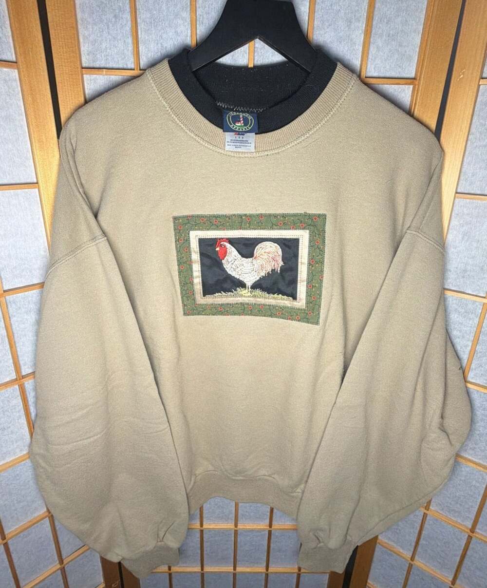 1990’s Lighthouse Apparel x Jerzees Rooster Sweatshirt Size L Tab Crewneck